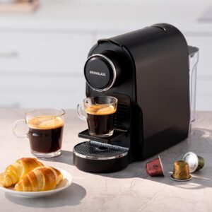 beanglass Espresso Pod Machine Compatible with NS Original Capsules, 20 Bar Compact Coffee Maker with Removable Water Tank for Cappuccino, Latte, Black