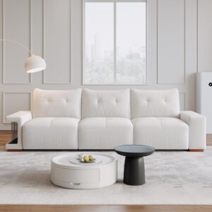 3 seater couch for living room, 89" modern sofa for small space,comfy couches with wide armrest, cream sofa,sleeper chenille couch,cloud couch for apartment lounge,beige