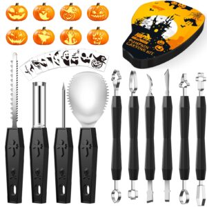 25pcs halloween pumpkin carving kit with stencils, pumpkin carving tools, professional pumpkin carving stencils for adults, pumpkin carving knife, pumpkin carving set for halloween pumpkin decorations