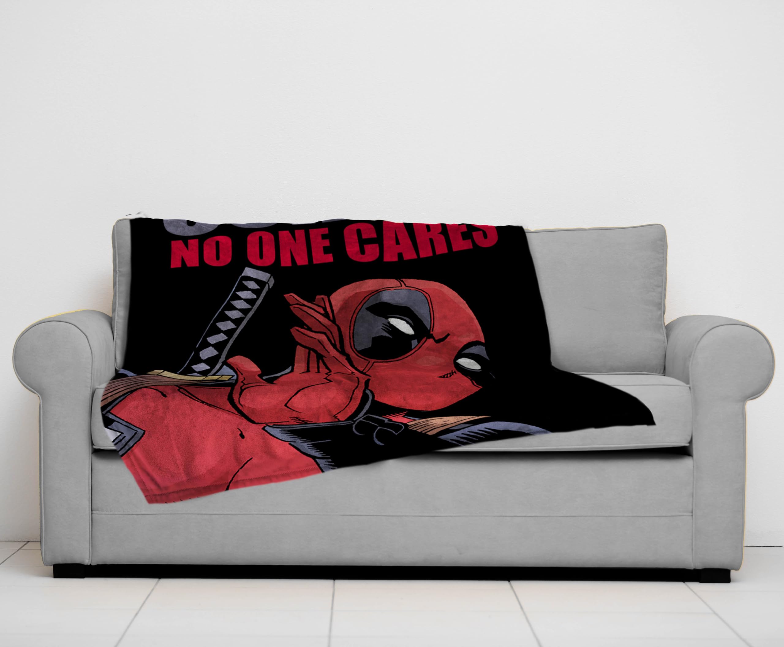 Marvel Deadpool Plush Throw Blanket - Measures 50 x 70 inches, Red and Black Super Soft Lightweight Fleece Bedding