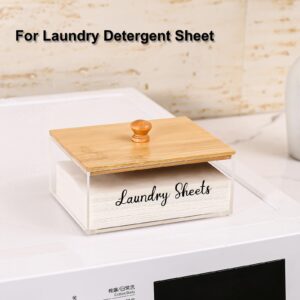 VOTLEVT Acrylic Laundry Sheet Holder with Bamboo Lid, Laundry Detergent Sheet Container/Holder/Dispenser, laundry Room Organization and Storage