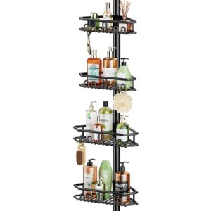 yaonunoon corner shower caddy tension pole- 4-tier adjustable rustproof bathroom shower organizer- 62-115 inch - 2024 new adjustable bathtub organizer shelves