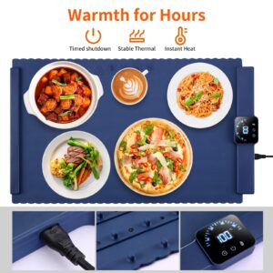 Fuloon Electric Warming Tray, Food Warmer, Silicone Mat Fast Heating, 5 Adjustable Temperature, 4 Timeable Function, Portable Foldable Roll Up Heating Pad for for Pizza, Dishes & Dinners