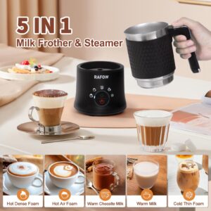 Milk Frother and Steamer - 5 In 1 Milk Frother Electric 11.8oz Automatic Milk Steamer Hot & Cold Foam Maker and Milk Warmer - Dishwasher Safe & Silent Working for Coffee,Latte,Cappuccino,Hot Chocolate