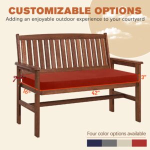 Favoyard Outdoor Bench Cushion 42 x 16 Inch Rainproof Patio Furniture Cushions 3-Year Color Fastness Garden Settee porch Pads with Ties, Red