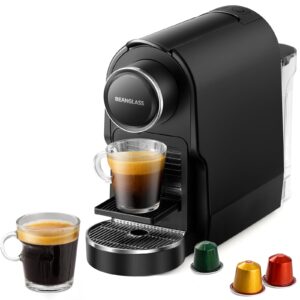 beanglass espresso pod machine compatible with ns original capsules, 20 bar compact coffee maker with removable water tank for cappuccino, latte, black