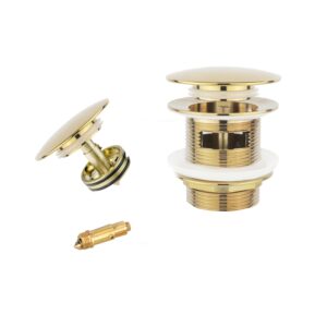 freestanding tub drain (brass), pop-up bathtub drain kit, detachable drain cover that can be filtered, easy to clean, suitable for freestanding bathtub drain kit, with replaceable pop-up bolt (gold)