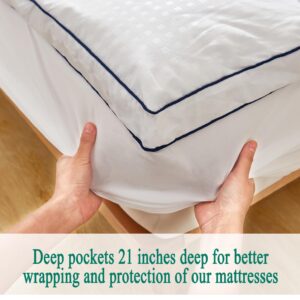 SWTMERRY Mattress Pad Topper - Extra Thick Mattress Pad Cover for Deep Sleep,4D Snow Down Alternative Fill Overfilled Plush Pillow Top with 8-21 Inch Deep Pocket (White, King)