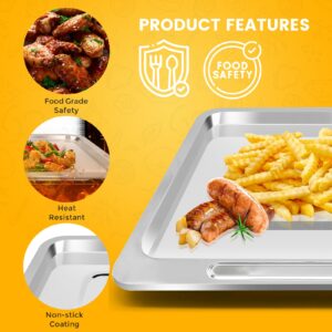 Air Fryer Grill Pan for CHEFMAN 10 Quart Multifunctional Digital air fryer,9.4 * 8.8''Food Grade Nonstick Replacement Rack Parts Tray Grill Crisper Plate for CHEFMAN Air Fryer Oven, Dishwasher Safe