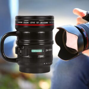 Sngtmug Camera Lens Mug, Camera Lens Coffee Mug, Camera Mug, Photographer Gifts, Cool Gifts for Photographers, Photography Gifts, Camera Lens Cup with Lid and Handle, 16 Ounce