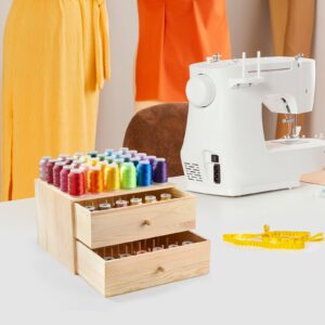 PAZIONMI Wooden Thread Box Thread Holder Thread Rack Sewing and Embroidery Thread Storage Box/Organizer for Sewing 90-Pools(Drawer Spool Size Requirement: Height≤3", Width≤2.5",Top for Taller Spools)