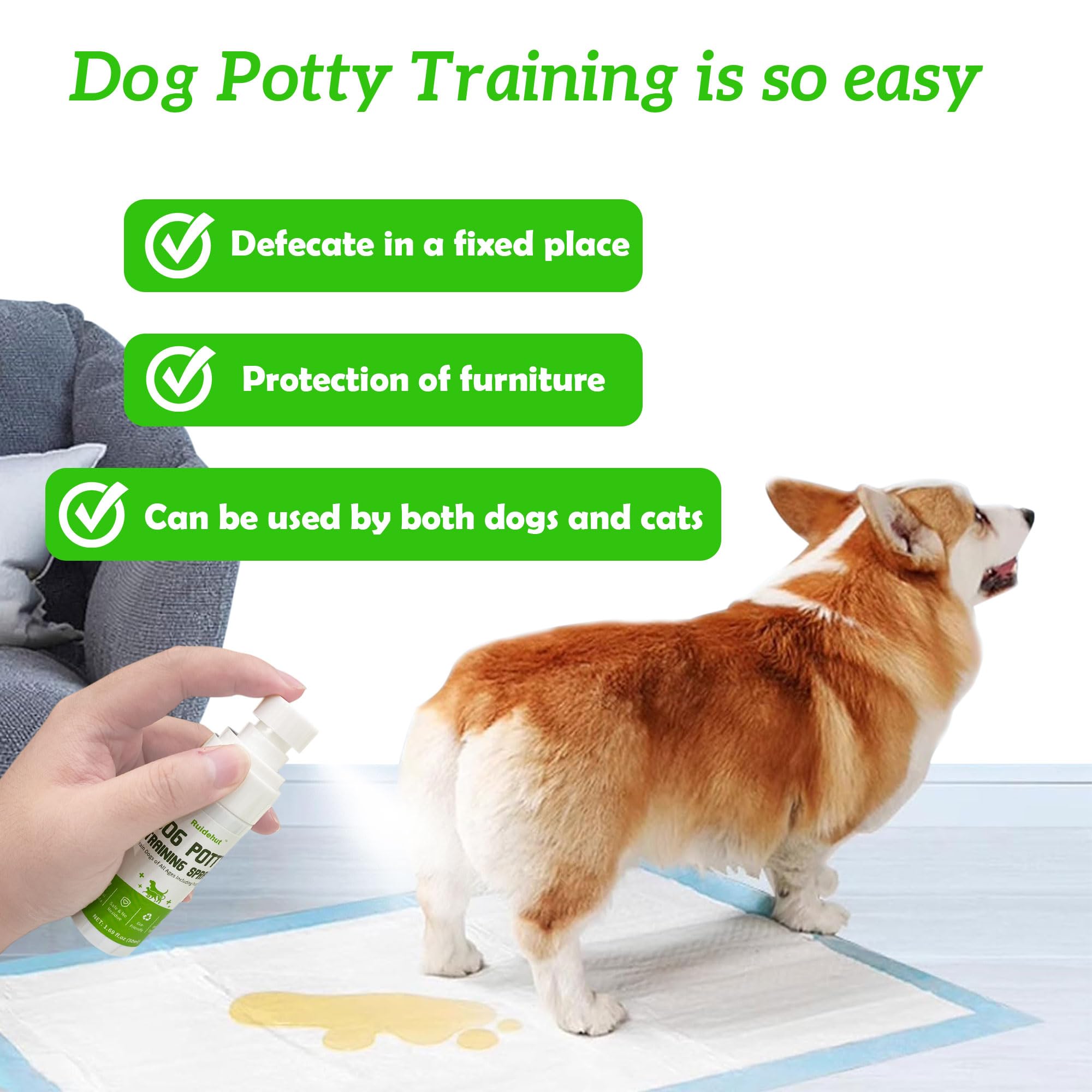 Ruidehut Dog Potty Training Spray & NO-GO Area Spray | Helps Train Puppies & Dogs Where to Potty | Dog Pee Training Spray | Suitable for Indoor & Outdoor Use | (1.6 oz Spray Set)