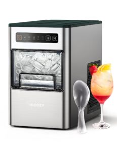 hicozy countertop ice maker, ice in 6 mins, 24 lbs/day, portable & compact gift with self-cleaning, for apartment/cabinet/kitchen/office/camping/rv（gray green）