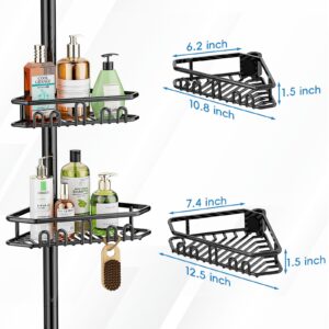 Yaonunoon Corner Shower Caddy Tension Pole- 4-Tier Adjustable Rustproof bathroom shower organizer- 62-115 Inch - 2024 New Adjustable Bathtub Organizer Shelves