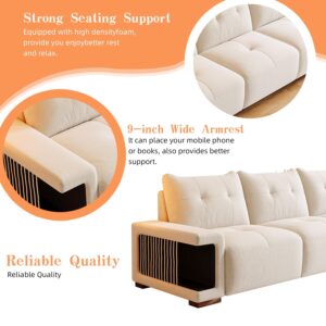 3 Seater Couch for Living Room, 89" Modern Sofa for Small Space,Comfy Couches with Wide Armrest, Cream Sofa,Sleeper Chenille Couch,Cloud Couch for Apartment Lounge,Beige