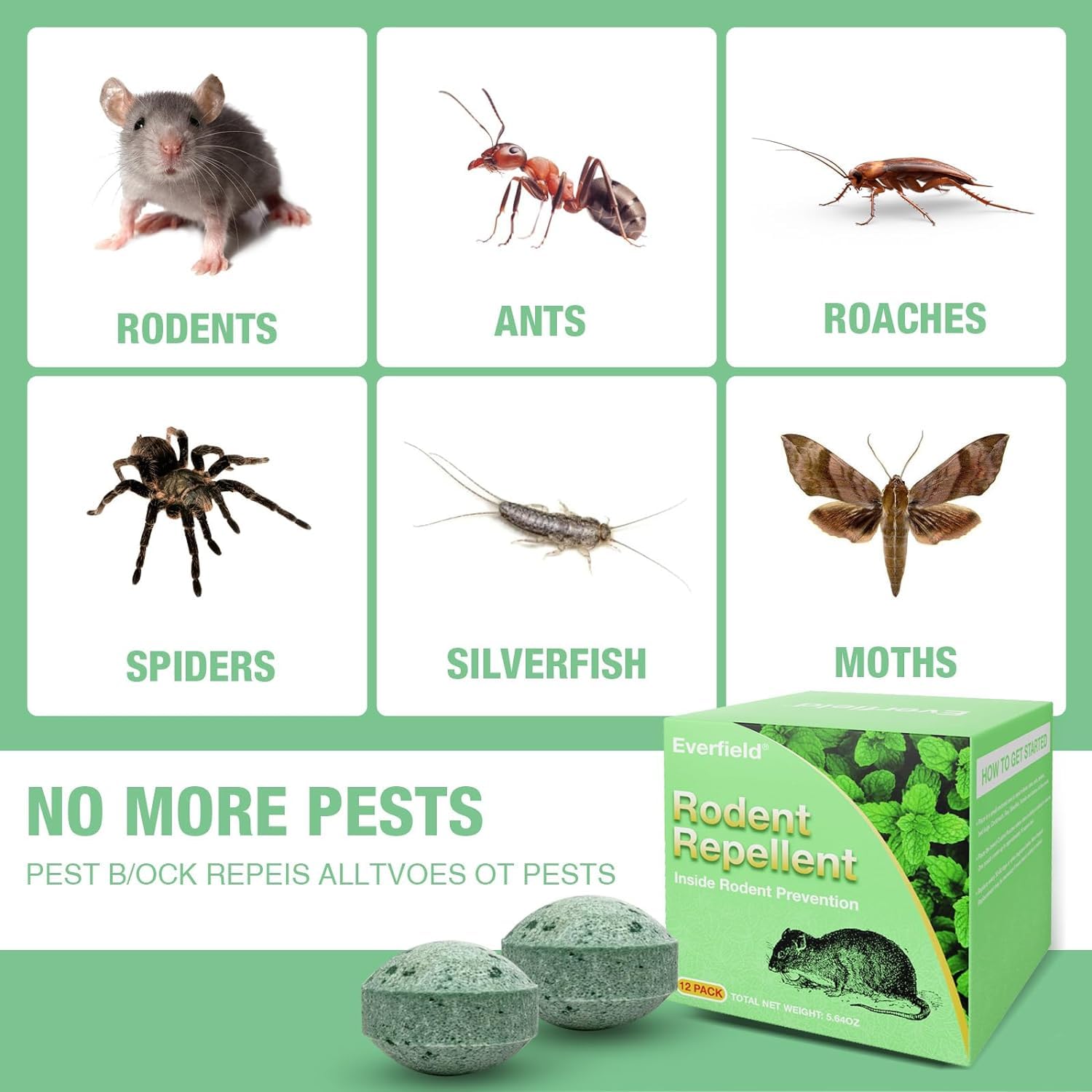 Mice Rodent Repellent, 24Pcs Peppermint Oil Moth Balls for Rats Mouse Repellent