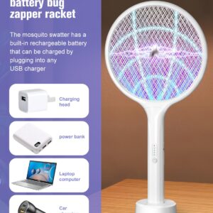 2Pack Electric Fly Swatter,4000V Bug Zapper Racket with 1500mah Battery Rechargeable,2 in 1 Fly Zapper & Purple Mosquito Killer Lamp with 3 Layers of Safety Net Suitable for Indoor and Outdoor