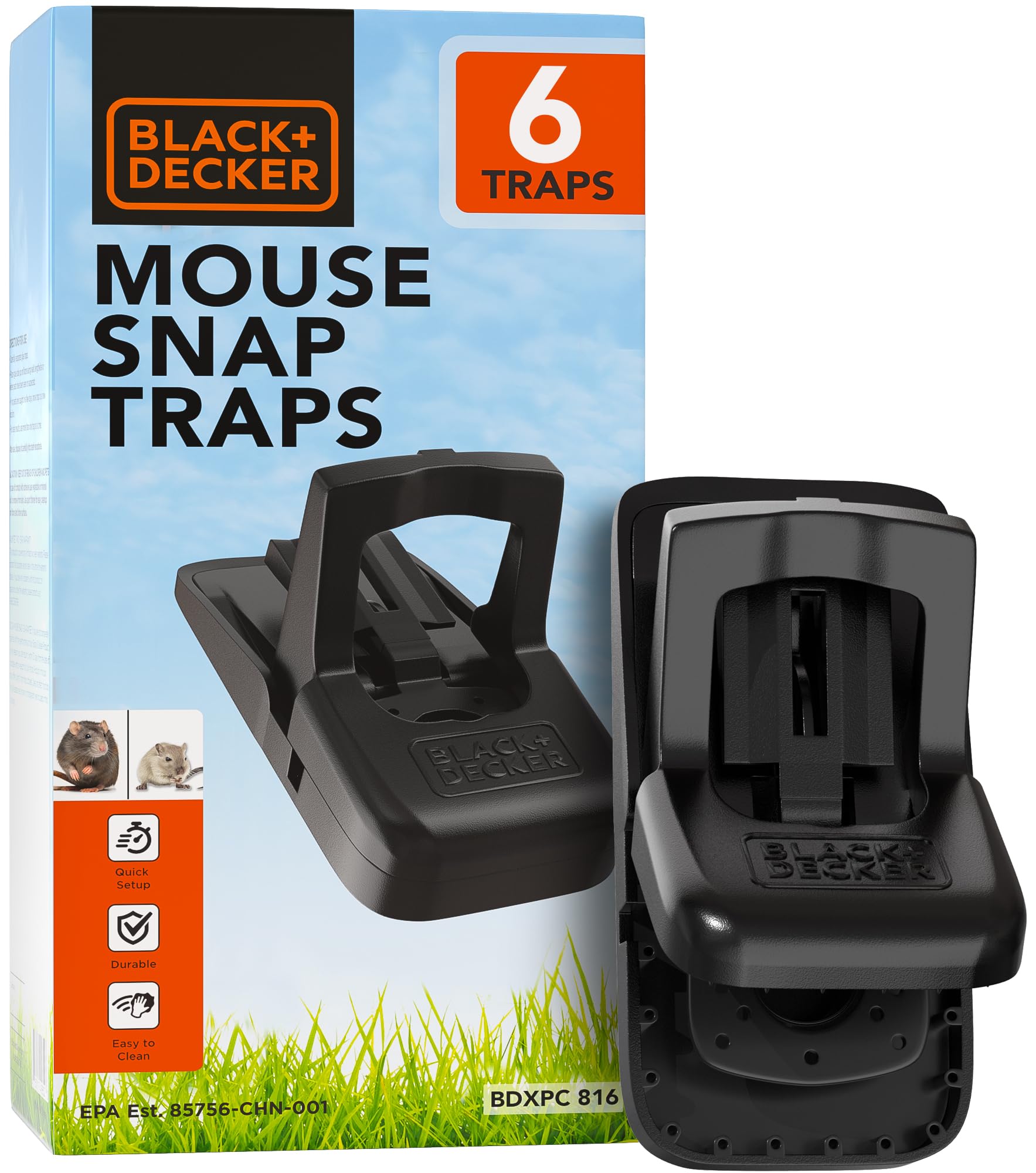 Mouse Traps Indoor for Home and Outdoor- Instantly Kill Rodent Snap Trap- Touch Free & Reusable, 6 Pack