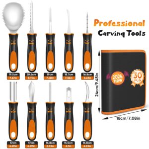 Halloween Pumpkin Carving Kit with Stencils, 30 PCS Professional Pumpkin Carving Tools, Heavy Duty Pumpkin Carving Knife, Safety Stainless Steel Jack-O-Lanterns Pumpkin Carving Set for Kids Adults