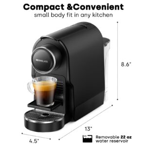 beanglass Espresso Pod Machine Compatible with NS Original Capsules, 20 Bar Compact Coffee Maker with Removable Water Tank for Cappuccino, Latte, Black