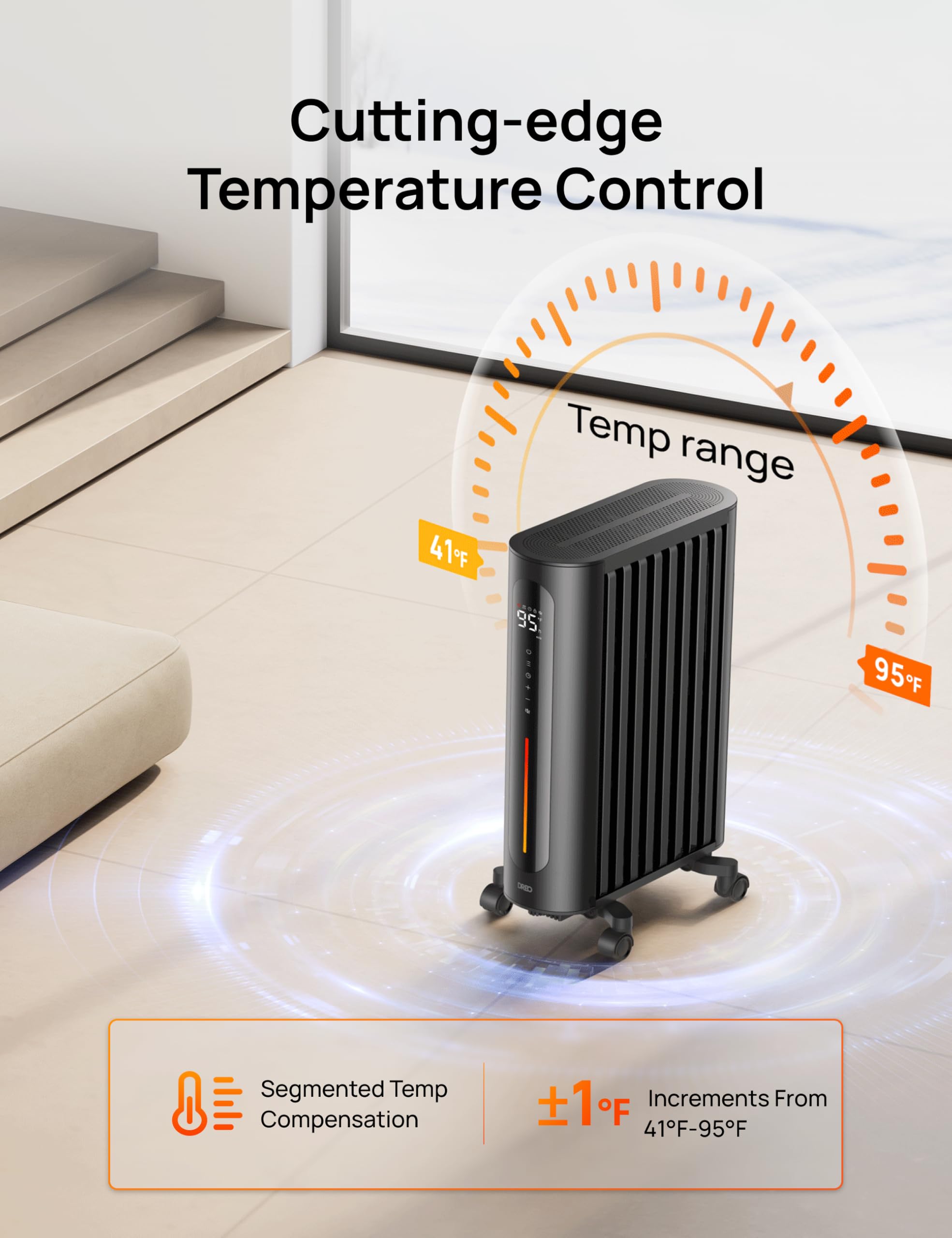 Dreo Oil Filled Radiator Heater, 1500W Radiant Heater with Remote Control, Digital Thermostat, 4 Modes, 24h Timer, 10 Safety Protections, Child Lock, Space Heaters for Indoor Use Large Room Bedroom