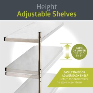 Pearington 4-Tier Commercial Grade Stainless Steel Storage Shelf for Kitchens, Stainless Steel Shelving Unit with 4 Height-Adjustable Shelves, 47" x 18.5" x 60", Silver