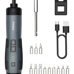 Electric Screwdriver, 3.7V Cordless Screwdriver, Max 8N.m Torque, 12 S2 Steel Bits, 2000mAh Battery, USB-C Charging, 1/4" Hex, 3 Adjustable Torque Settings, Idea Tool for Furniture/Desktop Computer