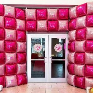 【50pcs】 Hot Pink Party Decorations Square Foil Balloons Wall Wedding Balloons Backdrop Double Sided Pink Balloons Arch Kit for Anniversary Bachelorette Birthday Valentines Day Mylar Balloons