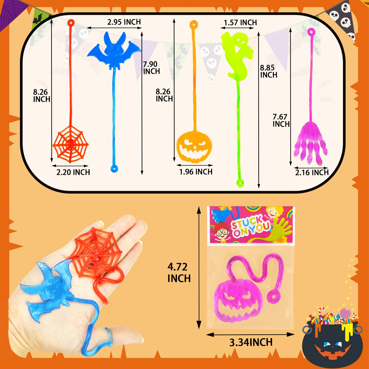 Kannove Halloween Sticky Hands Toys Gifts for Kids 20 PCS, Halloween Treats Non Candy Basket Goodie Bag Stuffer Fillers Party Favors Prizes for Toddlers, Halloween Trick or Treat Toys for Boys Girls