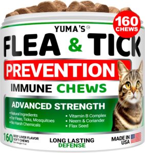 flea treatment for cats - flea and tick prevention for cats - 160 treats - natural cat flea and tick treatment pills - soft oral cat flea treatment for kittens - all breeds & ages - made in usa