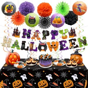 halloween decorations indoor outdoor- happy halloween banner sets and tablecloth , halloween garland bat ghost pumpkin halloween party decorations, halloween party decorations supplies