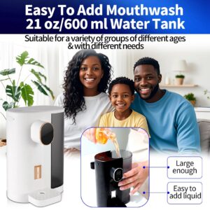 DAQVQ Automatic Mouthwash Dispenser for Bathroom, 4 Gear, 21 Oz, LED Display, Rechargeable Mouthwash Dispenser Container with Magnetic Cups Countertop/Wall Mounted Bathroom Accessories-Neatwhite