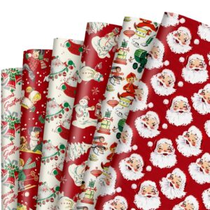 jarthenaamcs 12 sheet christmas wrapping paper -not roll- red santa snowman gift wrap paper folded flat seasonal art paper for winter xmas birthday baby shower diy crafts, 19.7 x 27.6 inch