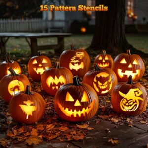 25PCS Halloween Pumpkin Carving Kit with Stencils, Pumpkin Carving Tools, Professional Pumpkin Carving Stencils for Adults, Pumpkin Carving Knife, Pumpkin Carving Set for Halloween Pumpkin Decorations