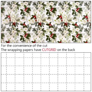 Merture Christmas Wrapping Paper Roll - 17 In X 32.8 Ft (46.5 sq.ft.ttl.) Elegant Christmas Gift Wrap with Watercolor Berry & Bloom Design for Christmas, Birthday, Valentines Day