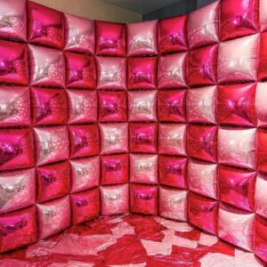 【50pcs】 hot pink party decorations square foil balloons wall wedding balloons backdrop double sided pink balloons arch kit for anniversary bachelorette birthday valentines day mylar balloons