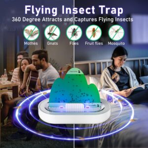 CritterTec Fly Traps, Rechargeable Battery Operated Flying Insect Trap for Indoor and Outdoor Use, 2 Pack Gnat Killer Traps with Customizable Bait and 10 Sticky Boards