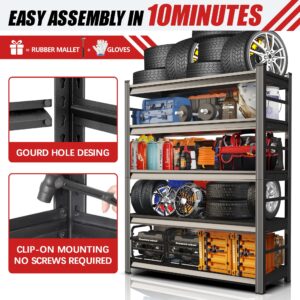 72" H, 3000 lb. Heavy Duty Storage Shelving Unit | Adjustable 5-Tier Metal Garage Storage Shelves | Easy to Assemble, Storage Shelves for Basements and Garages, 72 "H*36 "W*16 "D