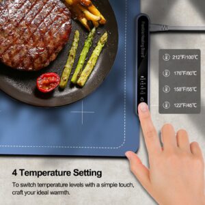 Electric Warming Tray, Qimh Food Warming Mat for Parties Buffet, Full Silicone Surface with 4 Temperature Setting & 10s Rapid Heating, Portable Food Heater for Countertop, Familly Gatherings, Sabbath