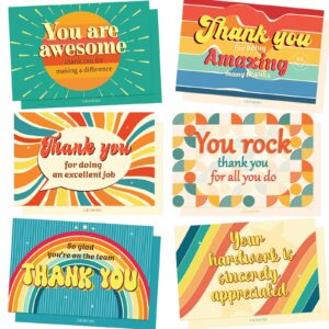 24 pack employee appreciation gifts employee thank you cards with envelopes & stickers 4" x 6" thank you business cards staff appreciation gifts for team coworkers employee work anniversary, 6 designs