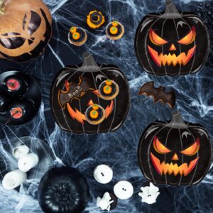 100 PCS Halloween Paper Plates and Napkins Black Pumpkin Orange Plates for Halloween Party Supplies Halloween Birthday Party Decorations