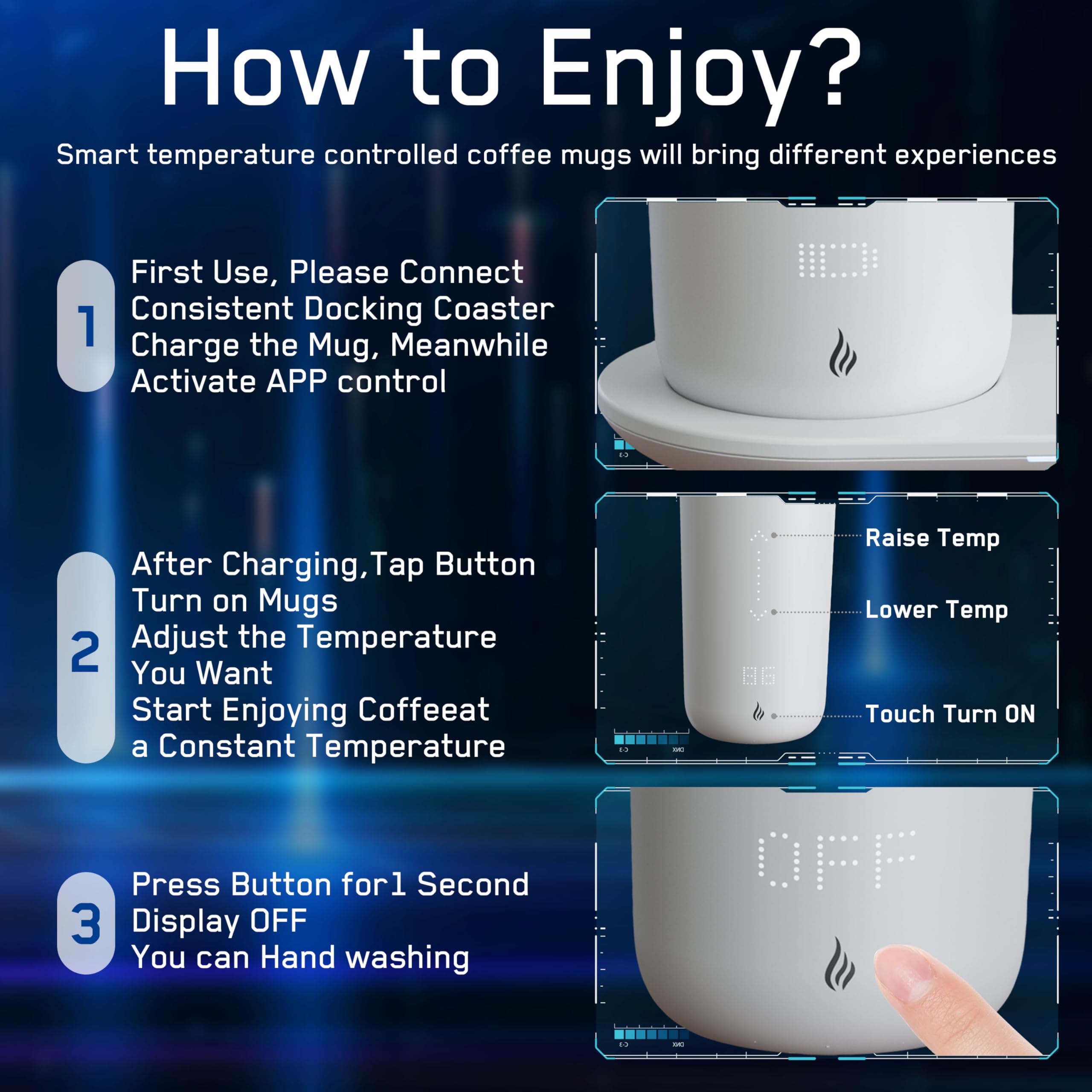 LEGARDLILIU Temperature Control Heated Coffee Mug Smart Self Heating Travel Mug 12 Oz App Controlled Warmer Mug 4-10 Hour LED Display Keep Coffee Hot All Day Fast Wireless Charger Base Pear White