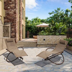 JEAREY Rocking Lounge Chair Outdoor Patio Lounge Chairs with Foam Armrest Chaise Lounge Patio Lounge Chairs for Poolside, Deck, Backyard