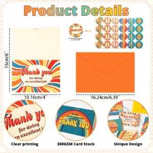 24 Pack Employee Appreciation Gifts Employee Thank you Cards with Envelopes & Stickers 4" x 6" Thank You Business Cards Staff Appreciation Gifts for Team Coworkers Employee Work Anniversary, 6 Designs