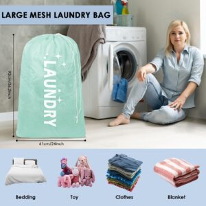 Nidoul 2 Pack Mesh Laundry Bags, Heavy Duty Large Laundry Bag with Drawstring, Laundry Mesh Wash Bags Laundry Hamper Liner for College Travel Camp, 24" x 36"