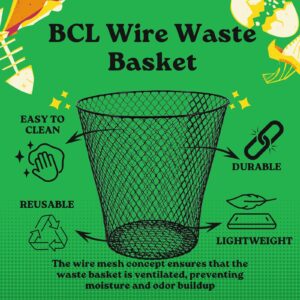 Generic 3-Pack Wire Mesh Round Waste Basket | Trash Can Mesh Round Open Top Wastebasket | Recycling Bins Garbage Waste Baskets | Wire Mesh Desk Trash Can | Office Trash Cans, Black