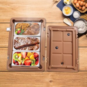 LIAPDG Stainless Steel Insulated Food Pan Carrier Box, 7.93Gal Hot Box For Catering Removable Food Warmer Box -20~80℃ with 3 x Food Pans & Carrying Buckles Hot Food Hot for about Eight Hours