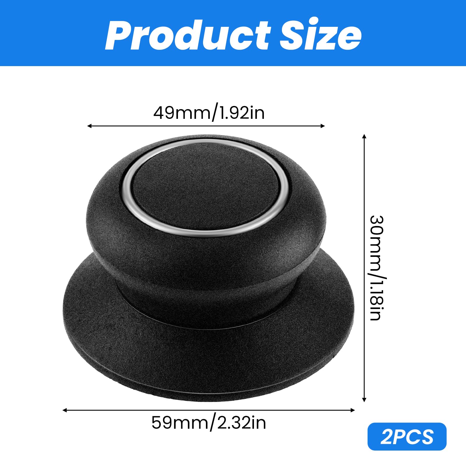 Pot Lid Knob Replacement Knob Universal Pot Lid Knob, Kitchen Cookware Lids Knob, Black Pot Lid Holding Handle Knobs for Kettle Cover Glass Saucepan Lid Pot