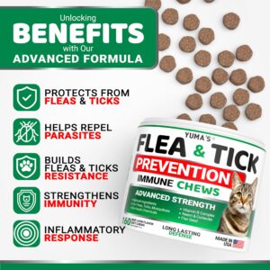 Flea Treatment for Cats - Flea and Tick Prevention for Cats - 160 Treats - Natural Cat Flea and Tick Treatment Pills - Soft Oral Cat Flea Treatment for Kittens - All Breeds & Ages - Made in USA