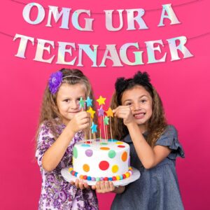 Generic Iridescent 'OMG UR A TEENAGER' Banner, 13th Birthday Party Decor for Girls, 13 Years Old Birthday Sign, Happy 13th Birthday Party Supplies